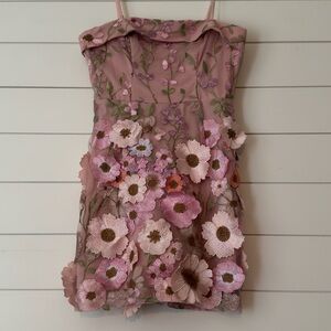 Floral Embroidered Mini Dress in Pink